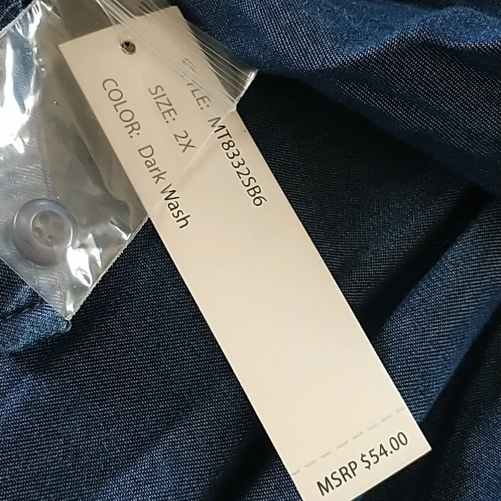 Zac & Rachel Woman's Shark Bite Hem Button Down Tunic Shirt 2X - Picture 7 of 14